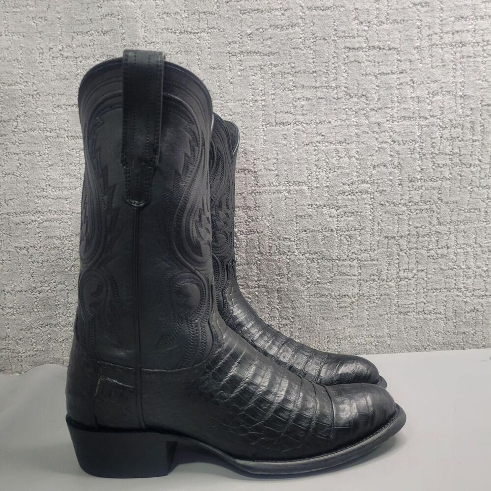 Tecovas The Dillon Men’s US Size 8.5D Midnight Caiman Round Toe Cowboy Boots